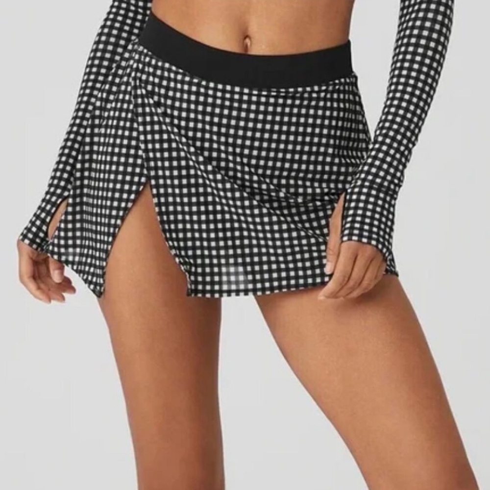 Alo Mesh Gingham Skort